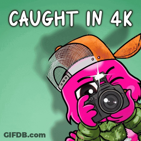 A Cartoon Of A Person Taking A Picture With The Words Caught In 4K GIF