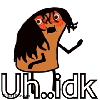 A Cartoon Of A Person Talking On A Cell Phone With The Words Uh Idk Below It GIF
