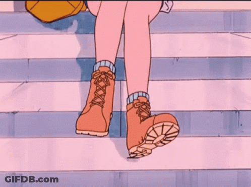 A Cartoon Of A Person Walking Down Stairs GIF