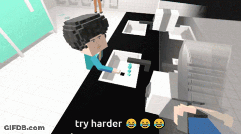 A Cartoon Of A Person Washing Their Hands In A Sink With The Words Try Harder Below Them GIF