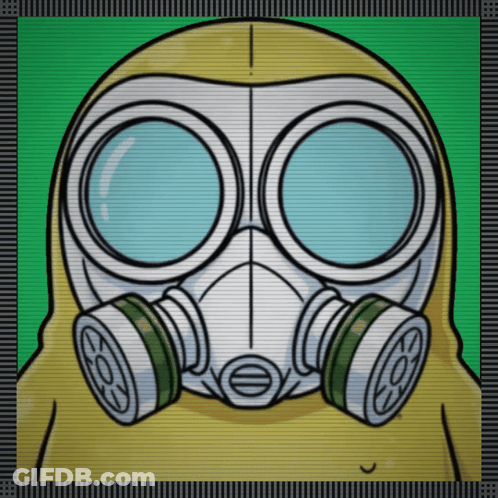 A Cartoon Of A Person Wearing A Gas Mask And Goggles GIF