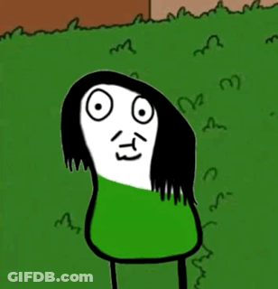 A Cartoon Of A Person With Long Hair And A Green Shirt GIF
