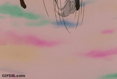 A Cartoon Of A Person With Red Hair And A Tail GIF