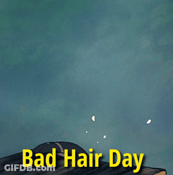 A Cartoon Of A Person With Red Hair And The Words Bad Hair Day GIF