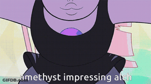 A Cartoon Of A Person With The Words Amethyst Impressing Alch GIF