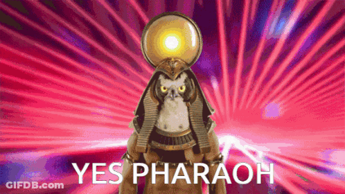 A Cartoon Of A Pharaoh With The Words Yes Pharaoh Written Below Him GIF