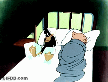 A Cartoon Of A Pig And A Duck Laying In Bed GIF
