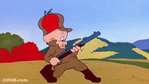 A Cartoon Of A Pig Holding A Shotgun GIF