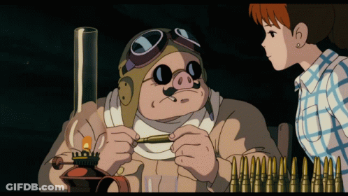 A Cartoon Of A Pig Wearing Goggles And A Helmet GIF