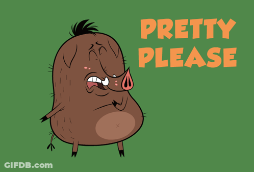 A Cartoon Of A Pig With The Words Pretty Please Behind It GIF
