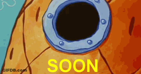 A Cartoon Of A Pineapple With A Hole In It And The Word Soon In Yellow GIF