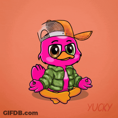 A Cartoon Of A Pink Duck Wearing A Hat And A Green Jacket GIF