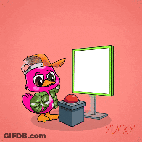 A Cartoon Of A Pink Duck With The Letter H Above Its Head GIF