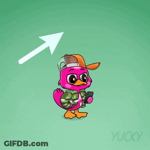 A Cartoon Of A Pink Duck With The Words " We 'Re So Back " Above It GIF