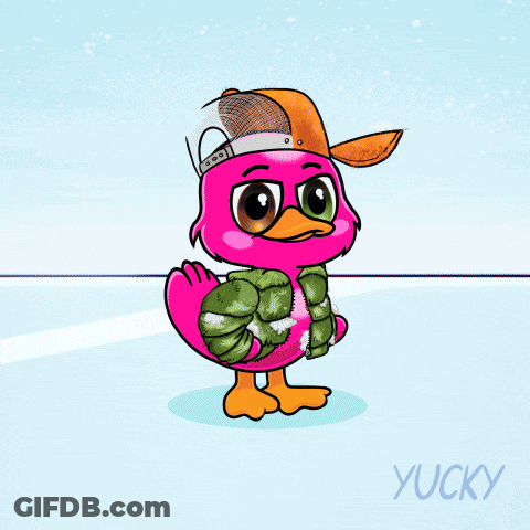 A Cartoon Of A Pink Duck With The Words " You 'Re Cooked " Written Above It GIF