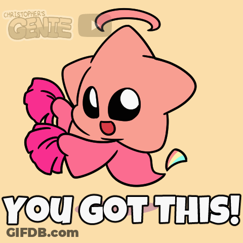 A Cartoon Of A Pink Star With A Pink Bow And The Words You Got This GIF
