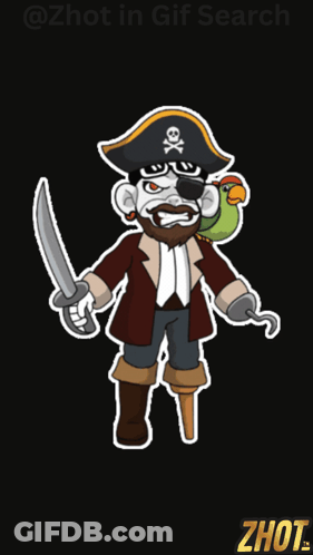 A Cartoon Of A Pirate Holding A Sword GIF