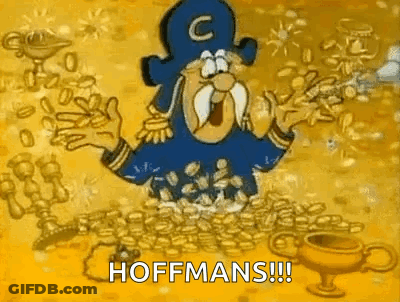 A Cartoon Of A Pirate Surrounded By Gold Coins And A Trophy . GIF