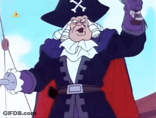 A Cartoon Of A Pirate With The Number 7 On The Bottom Left GIF