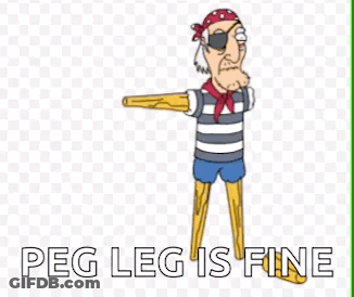 A Cartoon Of A Pirate With The Words Peg Leg Is Fine Below Him GIF