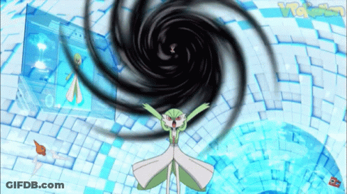 A Cartoon Of A Pokemon With A Black Swirl In The Background GIF