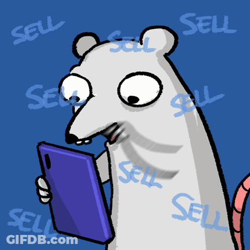 A Cartoon Of A Polar Bear Looking At A Cell Phone With The Word Sell Surrounding Him GIF