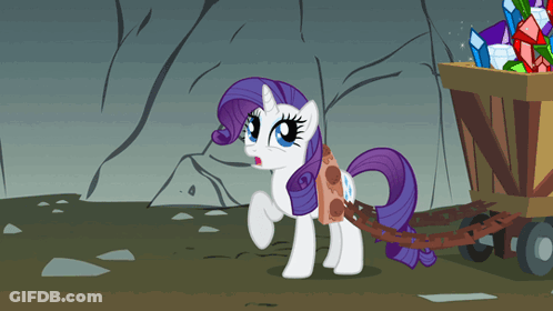 A Cartoon Of A Pony Pulling A Cart With Crystals GIF