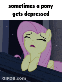 A Cartoon Of A Pony With The Words Sometimes A Pony Gets Depressed Below It GIF