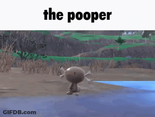 A Cartoon Of A Pooper Standing In The Water GIF