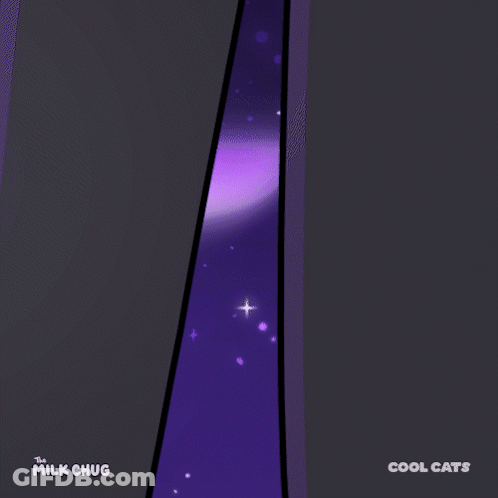 A Cartoon Of A Purple Cat With The Words Cool Cats On The Bottom GIF