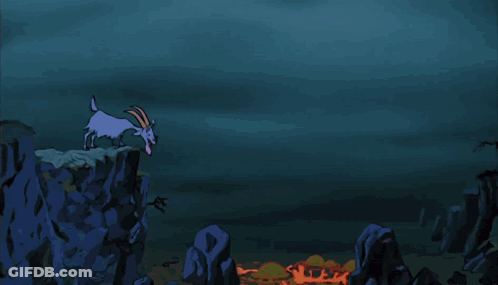 A Cartoon Of A Purple Dragon Surrounded By Flames And A Goat GIF