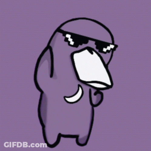 A Cartoon Of A Purple Duck With Sunglasses On GIF