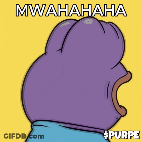 A Cartoon Of A Purple Frog With Its Mouth Open And The Words Mwahaha GIF