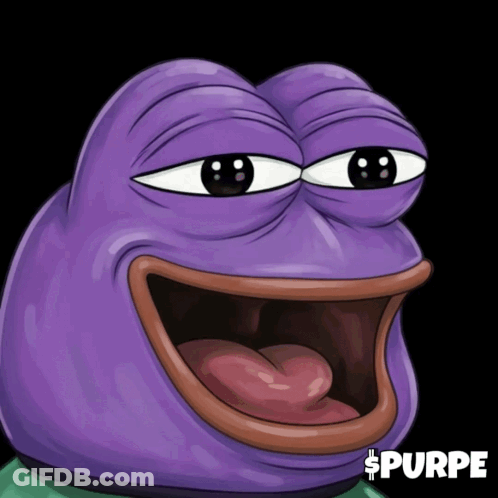 A Cartoon Of A Purple Frog With The Word Purpe On The Bottom Right GIF