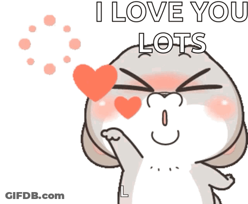 A Cartoon Of A Rabbit Blowing A Heart With The Words I Love You Lots Above It GIF