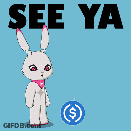 A Cartoon Of A Rabbit Kicking A Coin With The Words See Ya Above It GIF