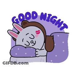 A Cartoon Of A Rabbit Laying In Bed With The Words Good Night GIF