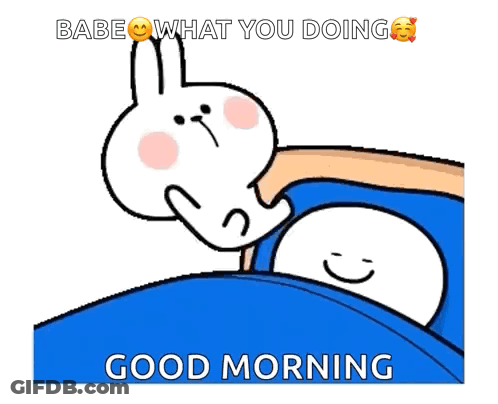 A Cartoon Of A Rabbit Petting Another Rabbit With The Words " Babe What You Doing " GIF