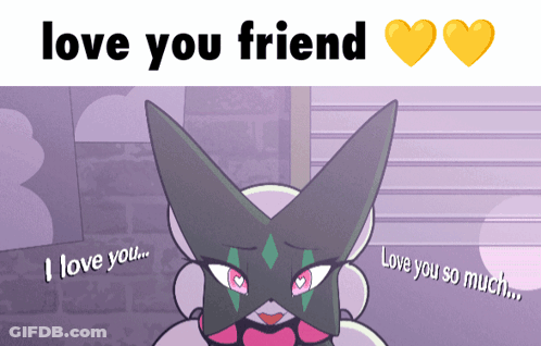 A Cartoon Of A Rabbit Saying " I Love You " GIF