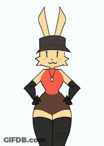 A Cartoon Of A Rabbit Wearing A Hat And A Necklace GIF