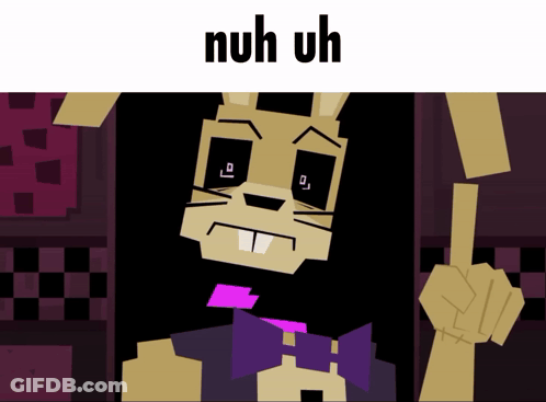 A Cartoon Of A Rabbit With A Purple Bow Tie And The Words Nuh Uh Above It GIF