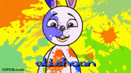 A Cartoon Of A Rabbit With The Name Alishan On The Bottom GIF