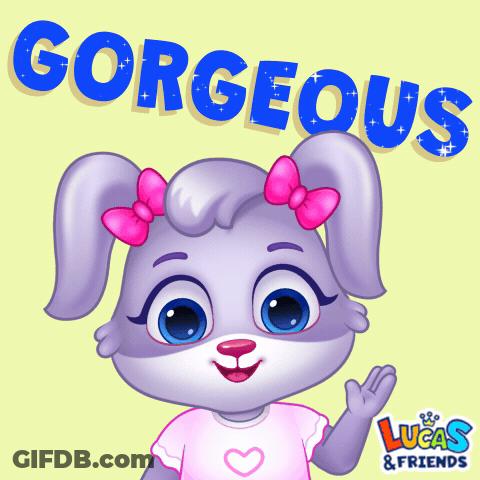 A Cartoon Of A Rabbit With The Word Gorgeous Written Above It GIF