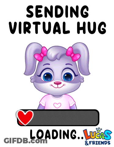 A Cartoon Of A Rabbit With The Words Sending Virtual Hug Loading Lucas And Friends GIF