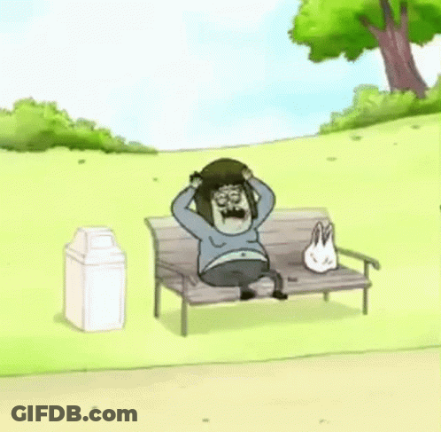 A Cartoon Of A Raccoon Rolling On Its Back Next To A Bench . GIF