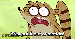 A Cartoon Of A Raccoon With The Words Well Put It Out Of Motion GIF