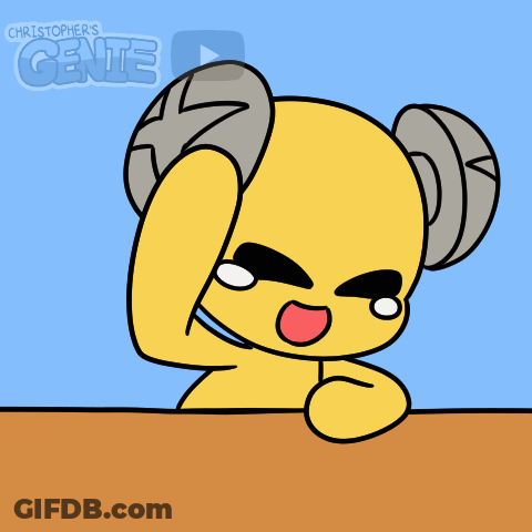A Cartoon Of A Ram With Horns And The Words Christopher 'S Genie GIF