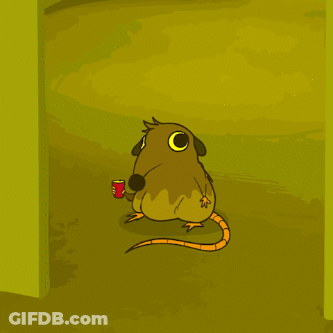 A Cartoon Of A Rat Holding A Can Of Soda GIF