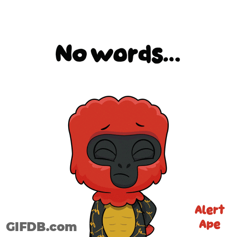 A Cartoon Of A Red Ape With The Words " No Words Alert Ape " Below It GIF