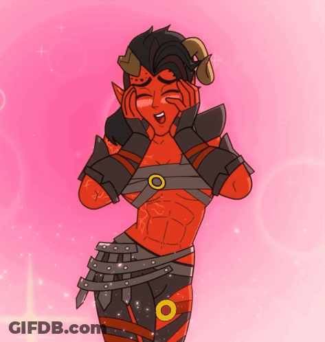 Red Demon Covering Face With Hands GIF